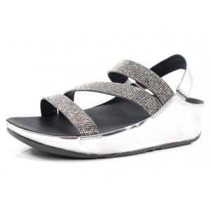 Sandalia Fit Flop Crystall plata cruce